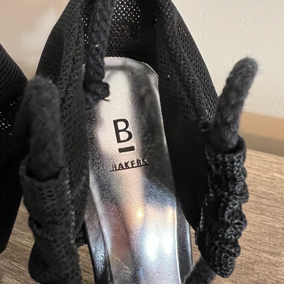 Bakers Black Tie stiletto High Heels Shoes Open Toe Formal Prom Hoco Sz 6.5 B - Picture 5 of 11